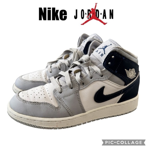 Nike Air Jordan Mid blue gray white sneakers shoes size women 7 or Y5.5 - Picture 1 of 12